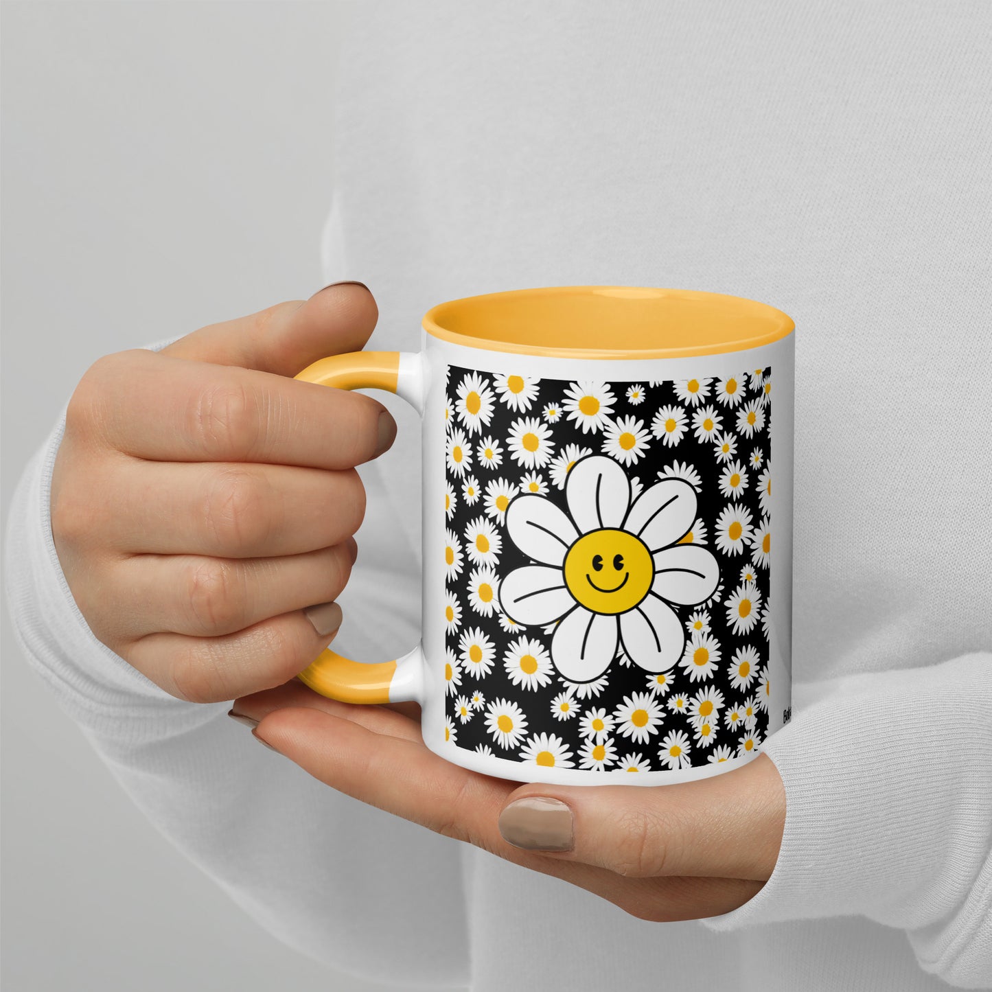 The Happy Daisy Coffee & Tea Ceramic Mug in 3 Color Accents by Miss Daisy