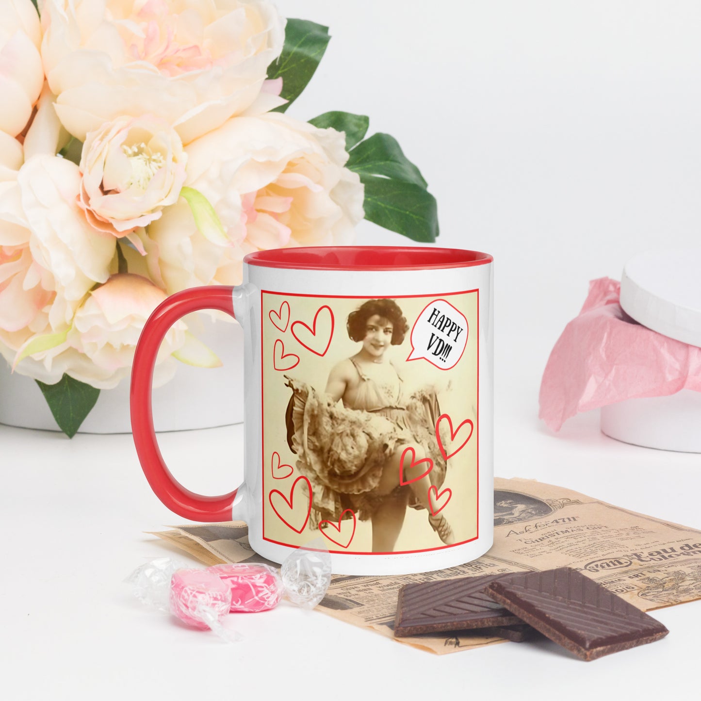 "Happy VD!!!... I Love You" - The Happy Valentine's Day 11oz Coffee & Tea Mug for lovers!!!