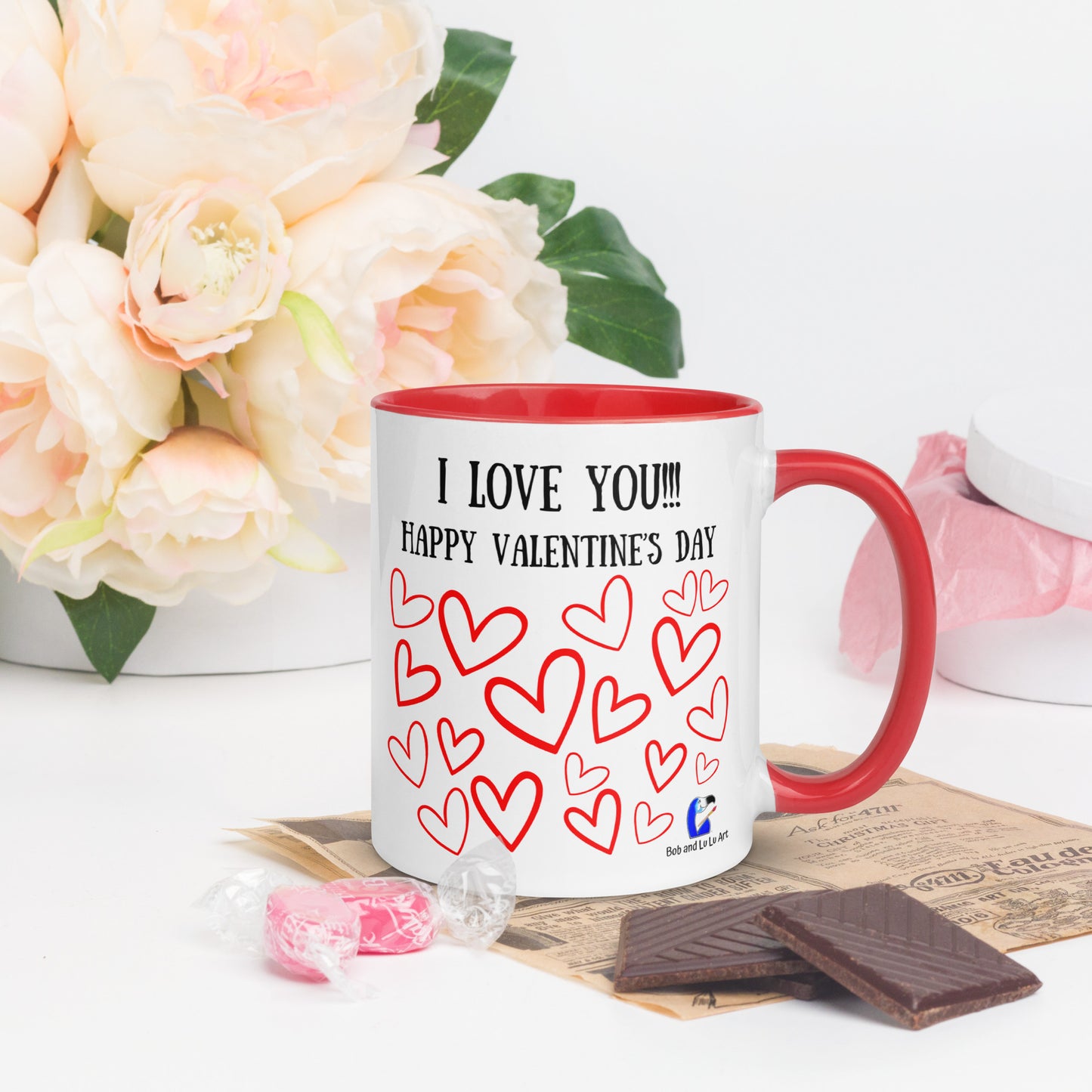 "Happy VD!!!... I Love You" - The Happy Valentine's Day 11oz Coffee & Tea Mug for lovers!!!