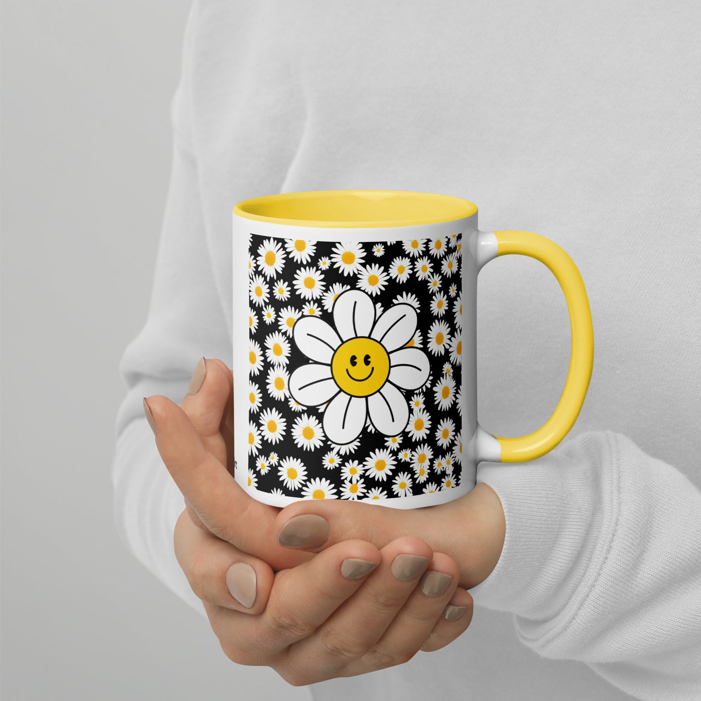 The Happy Daisy Coffee & Tea Ceramic Mug in 3 Color Accents by Miss Daisy