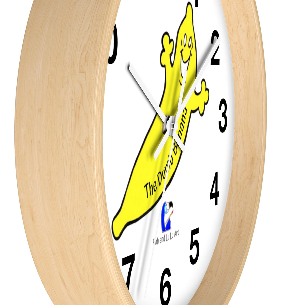 THE DUMB BANANA Wall Clock with Numbers in White - Telling Time is so much fun when you're a banana!!!