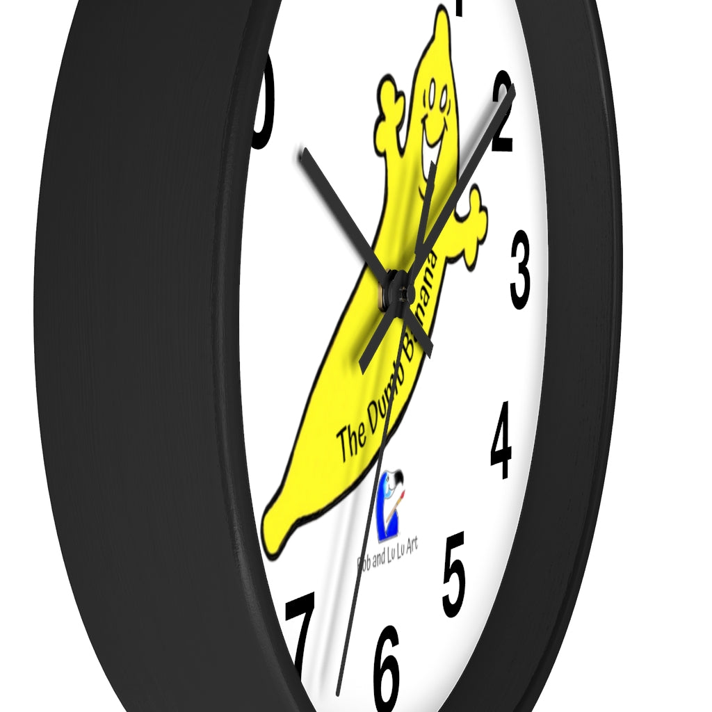 THE DUMB BANANA Wall Clock with Numbers in White - Telling Time is so much fun when you're a banana!!!
