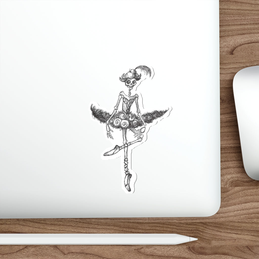 Prima Ballerina Skeleton Vinyl Indoor & Outdoor Halloween Die-Cut Sticker