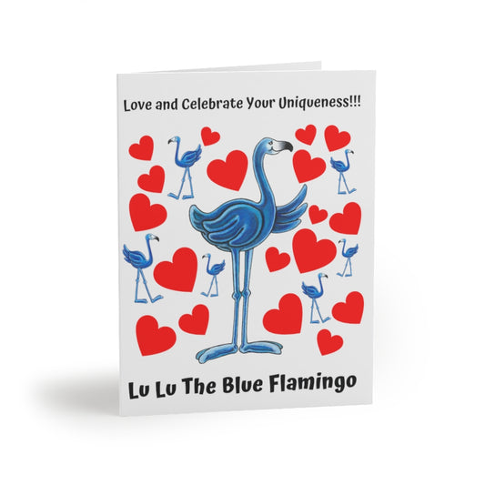 LOVE AND CELEBRATE YOUR UNIQUENESS Greeting Card Set by Lu Lu The Blue Flamingo