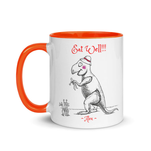 "Eat Well!!!" ~ Alex the Dinosaur Coffee Mug... it's important to have a balanced diet!!!